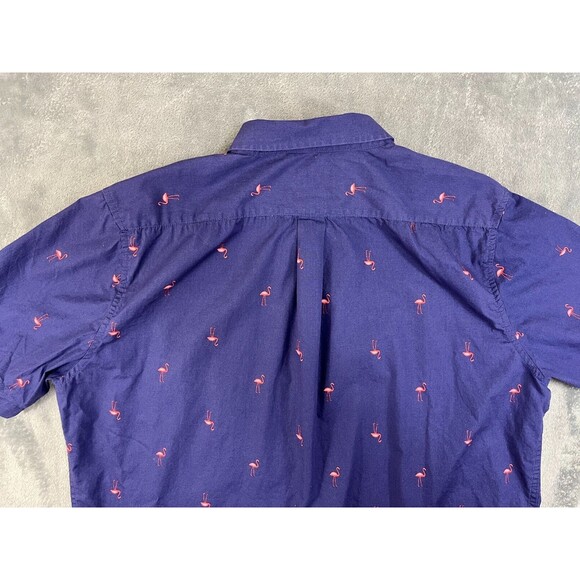 Falls Creek Button Up Shirt Men's Size XL Flamingos Blue Short Sleeve Casual - Picture 4 of 8